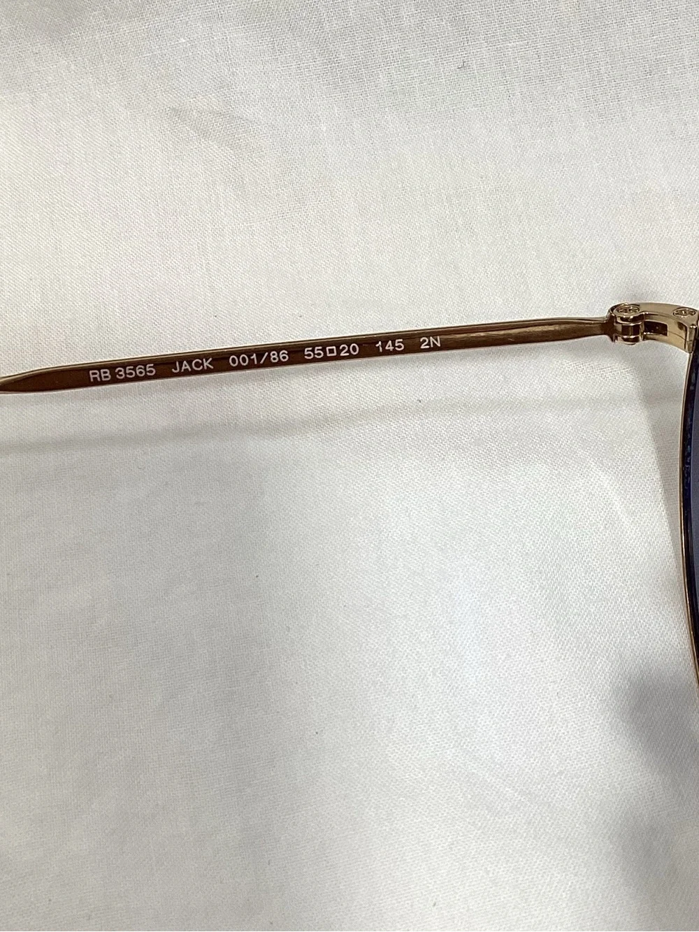 Ray-Ban Jack RB3565 Sunglasses Blue Gradient Lens Gold Frame Unisex Italy 55mm
